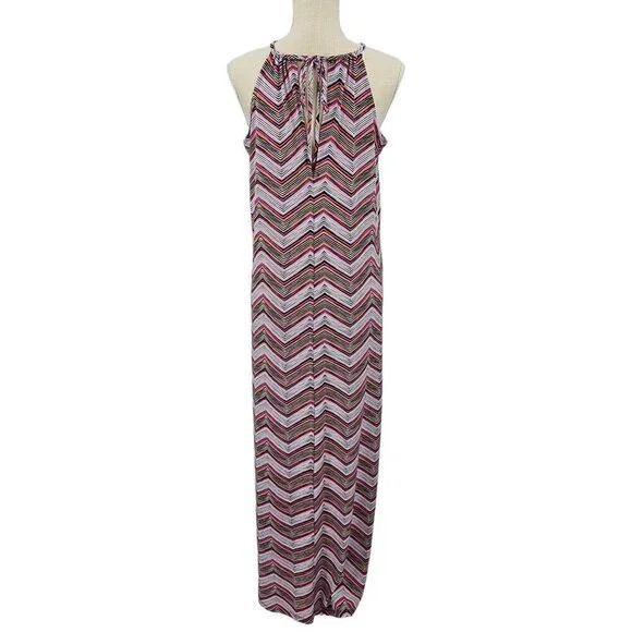 Trina Turk Milian 2 Chevron Maxi Dress Purple Women's XS Preppy Beach Summer - Picture 4 of 14